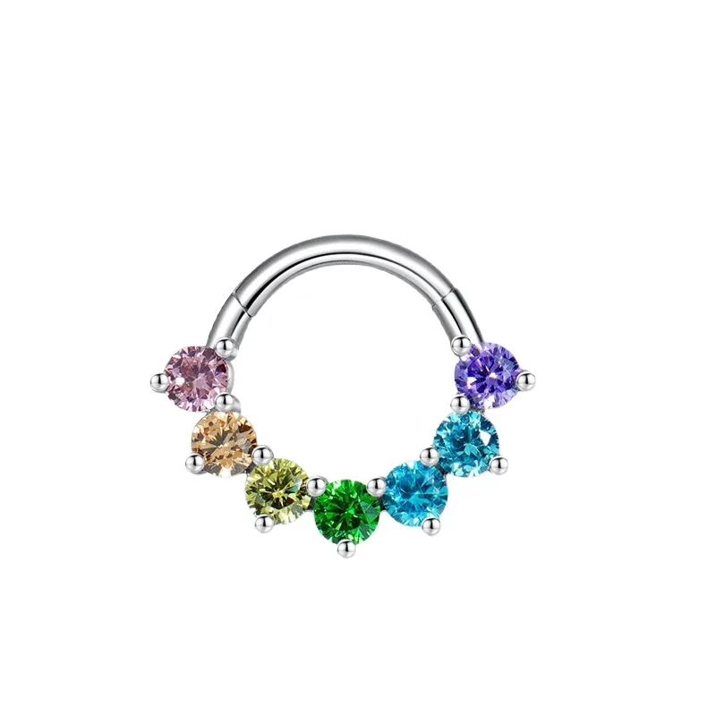 Radiant 316 Stainless Steel Rainbow CZ Body Ring