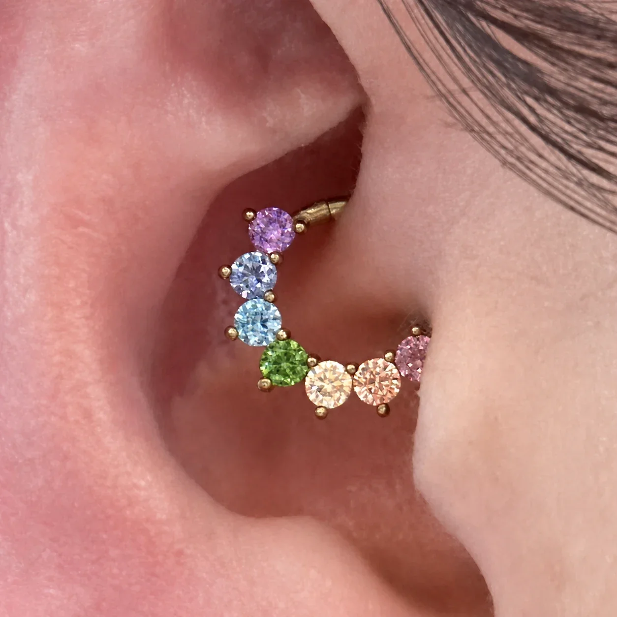 Radiant 316 Stainless Steel Rainbow CZ Body Ring