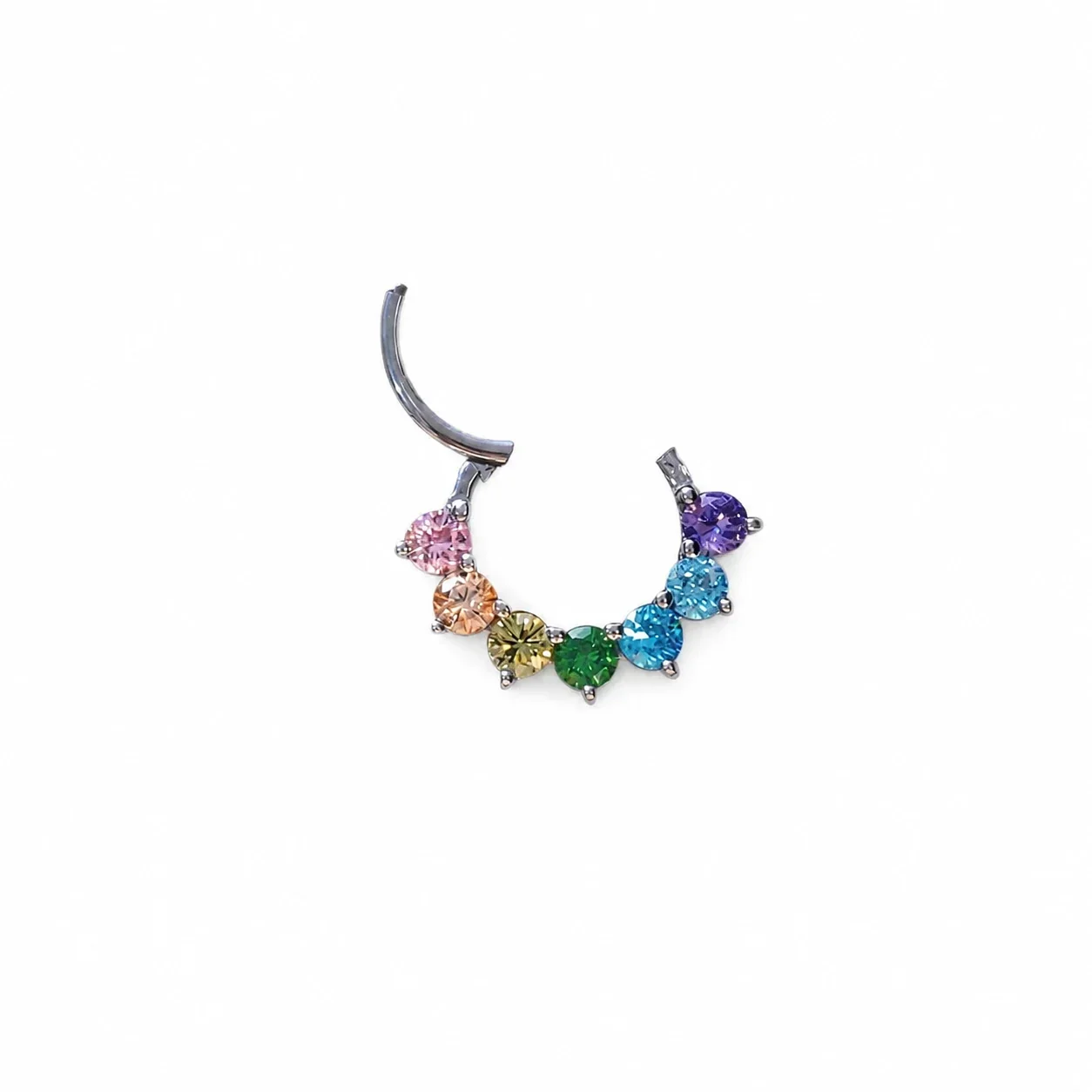 Radiant 316 Stainless Steel Rainbow CZ Body Ring