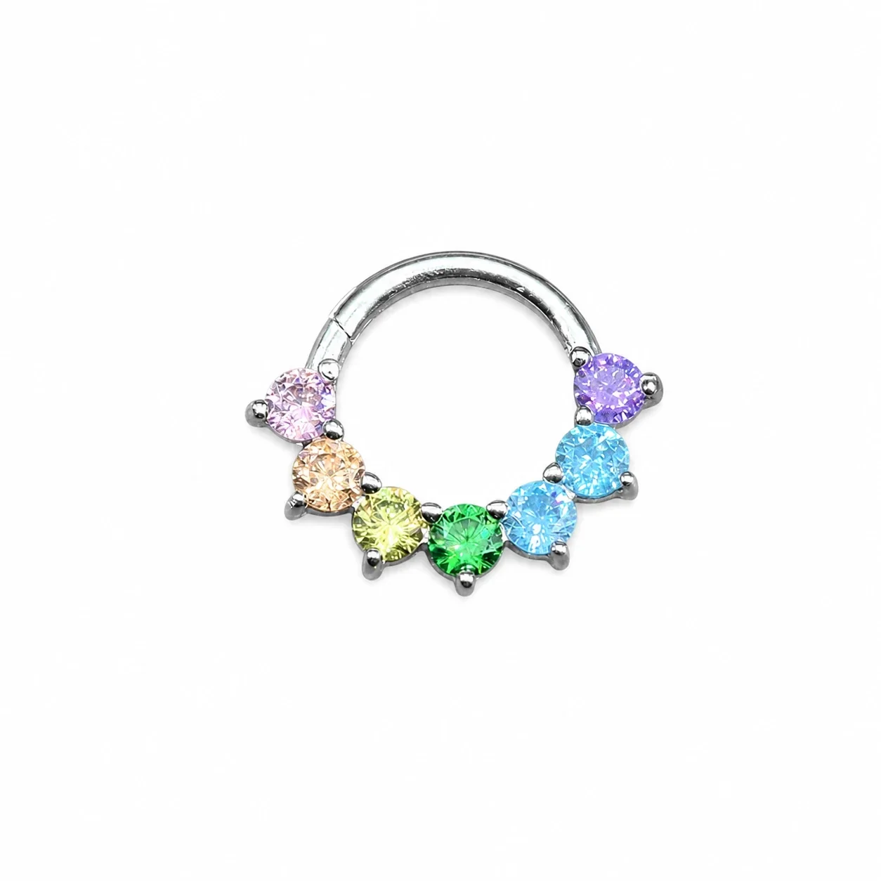 Radiant 316 Stainless Steel Rainbow CZ Body Ring - Rainbow