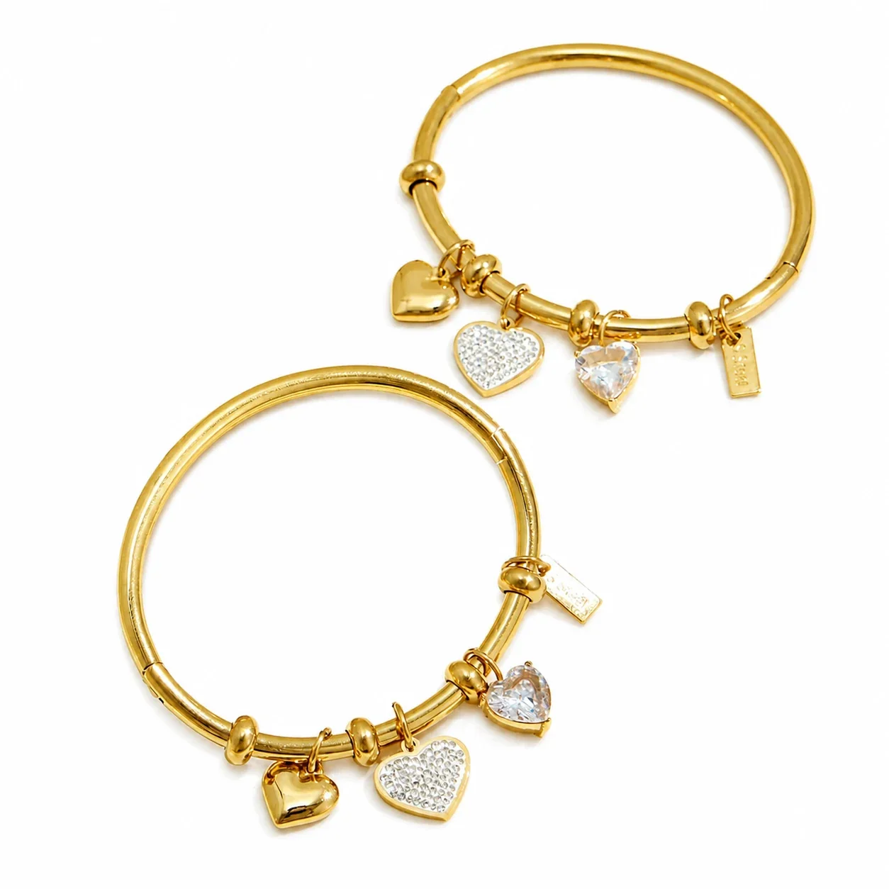 Radiant 316L Heart Charm PVD Bangle Bracelet