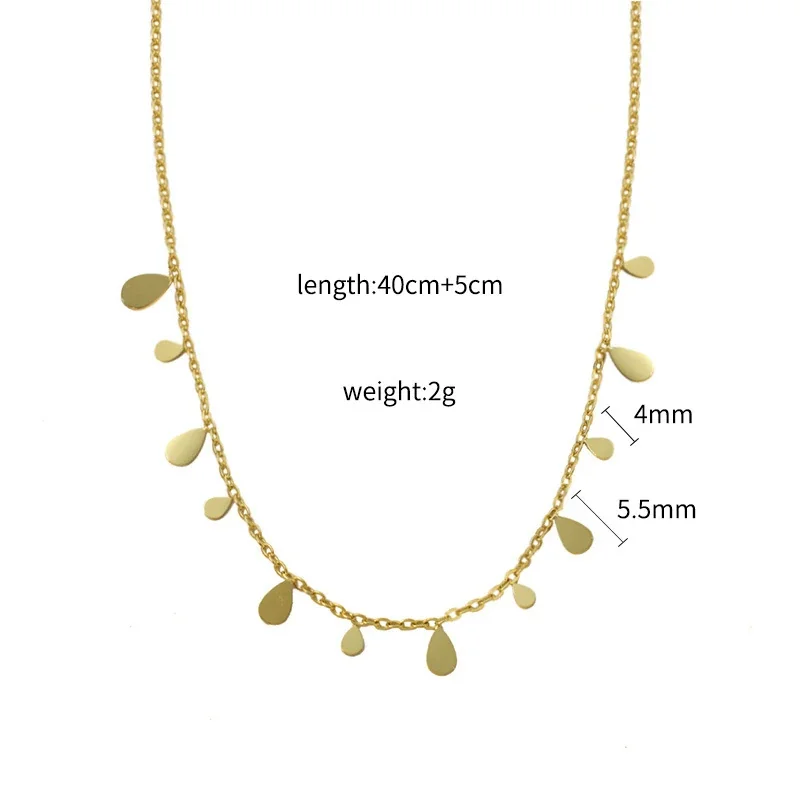 Layered Necklace Teardrop Fringe 18K Gold-Plated Stainless Steel
