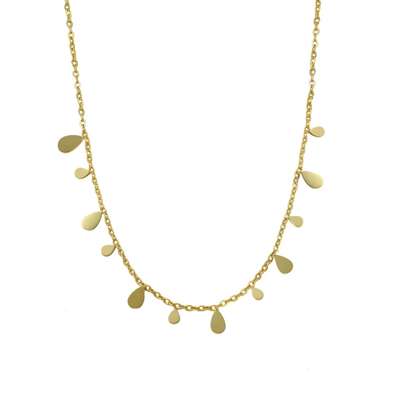 Layered Necklace Teardrop Fringe 18K Gold-Plated Stainless Steel - Gold Layered Snake
