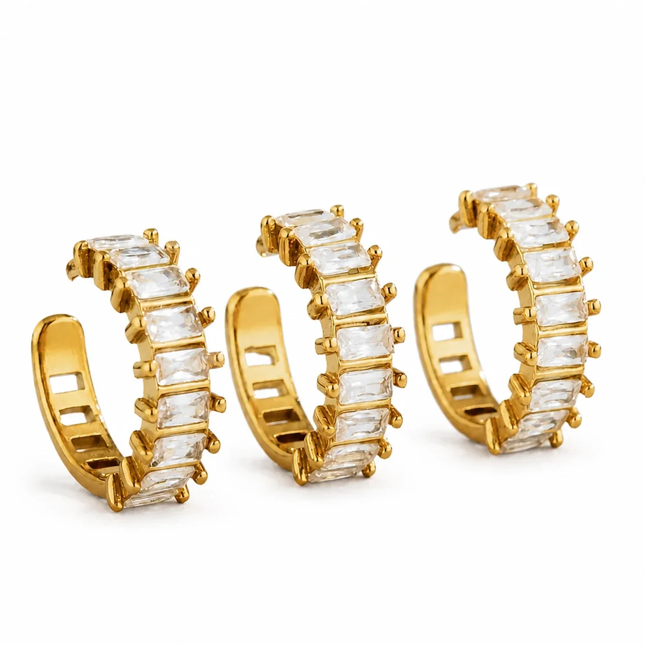 Radiant 316L Gold-Plated Baguette CZ Ear Cuff