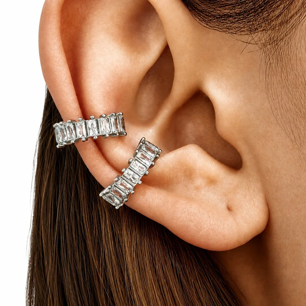 Radiant 316L Gold-Plated Baguette CZ Ear Cuff