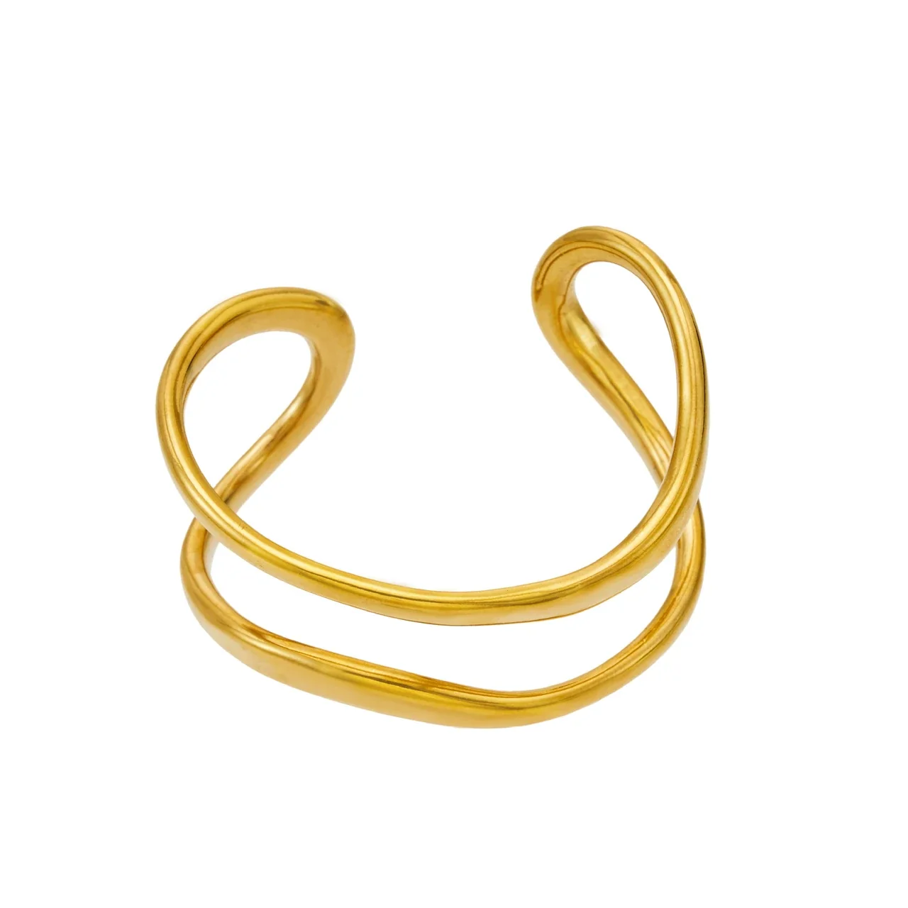 Sculptural 316L Stainless Steel Open-Front Double-Wire PVD Cuff