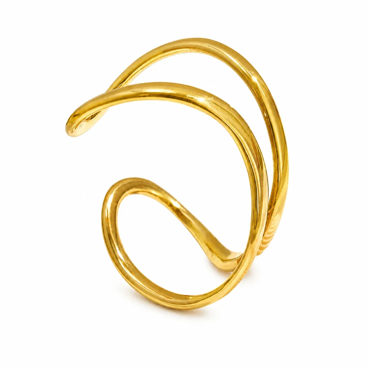 Sculptural 316L Stainless Steel Open-Front Double-Wire Cuff