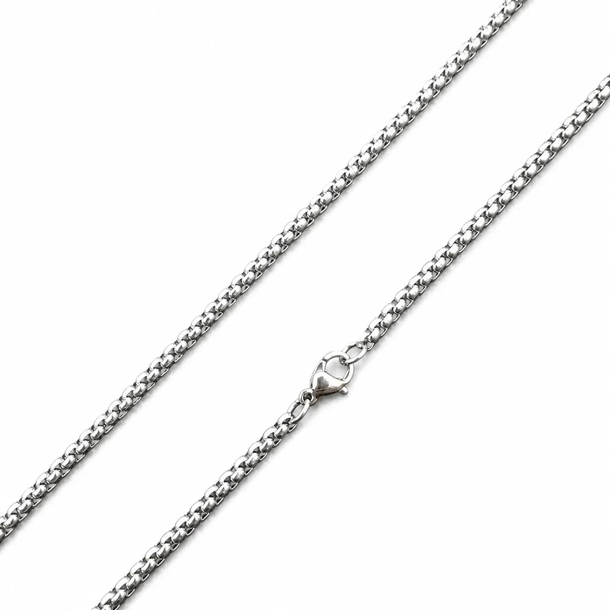 Oxidized Stainless Steel Elephant Head Ribbed Pendant - Silver with Pearl 60 cm
