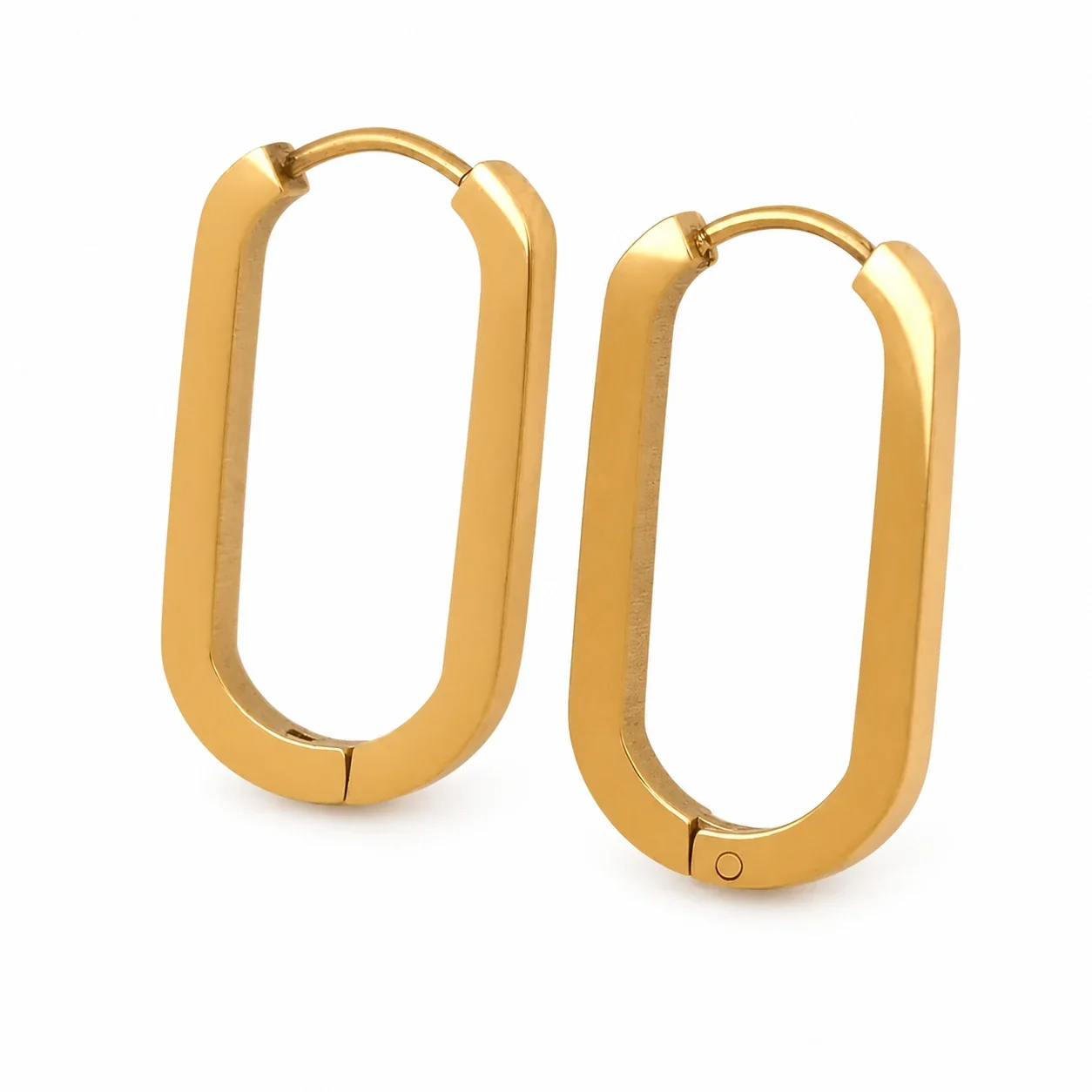 Sleek Stainless Steel Gold-Plated U-Bar Hoop Earrings