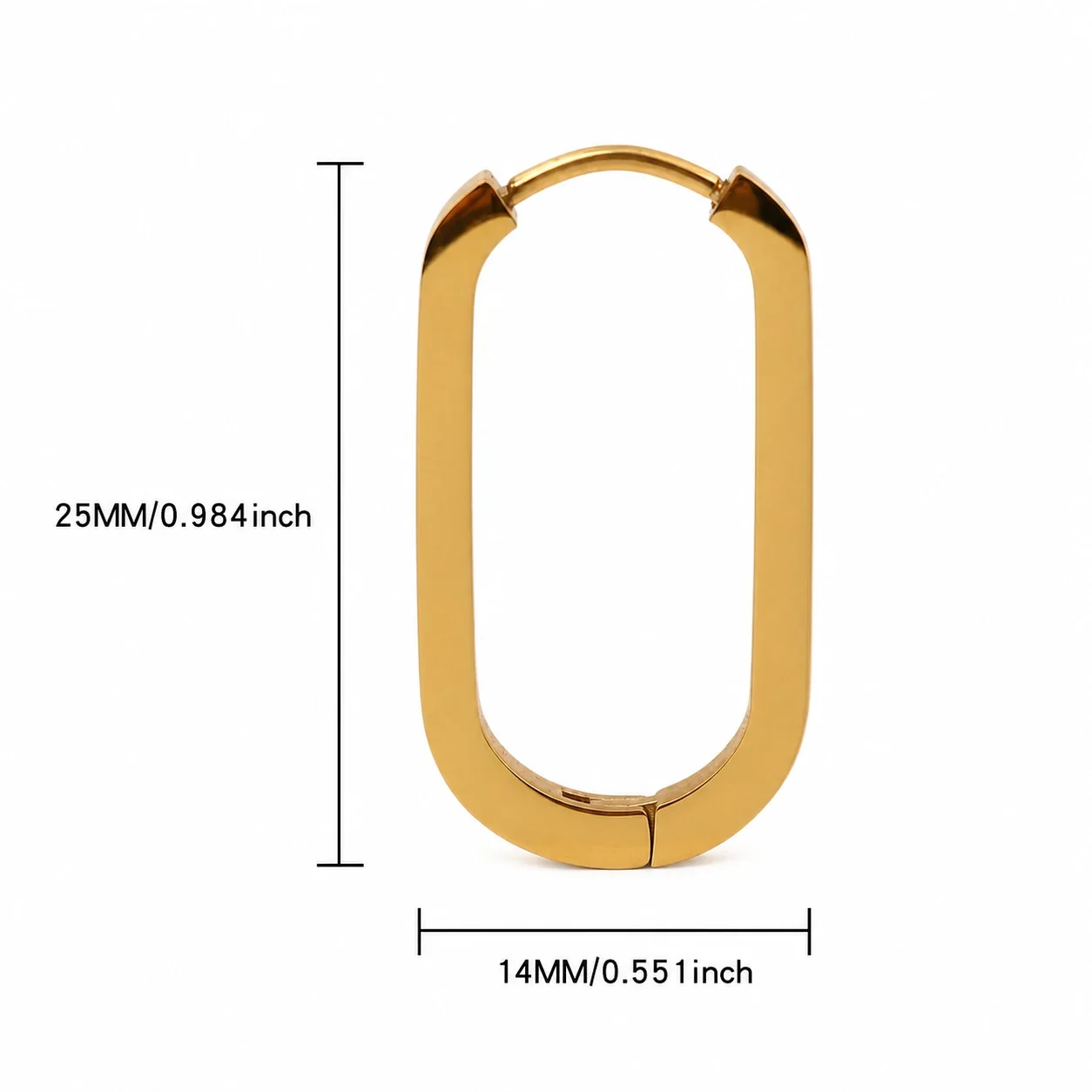 Sleek Stainless Steel Gold-Plated U-Bar Hoop Earrings