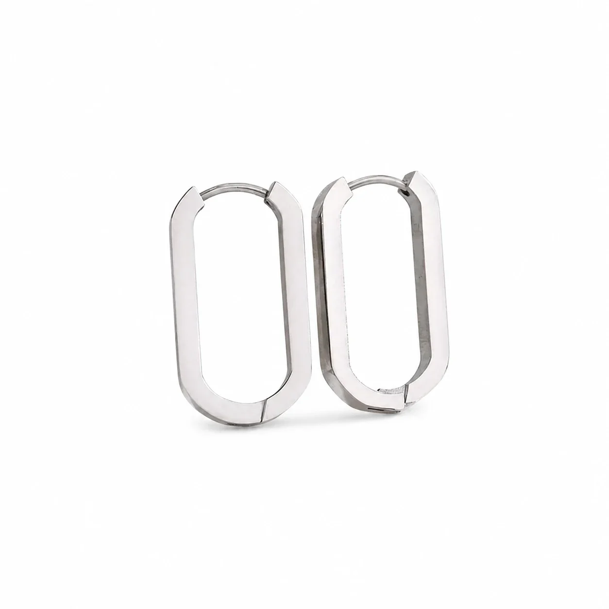 Sleek Stainless Steel Gold-Plated U-Bar Hoop Earrings