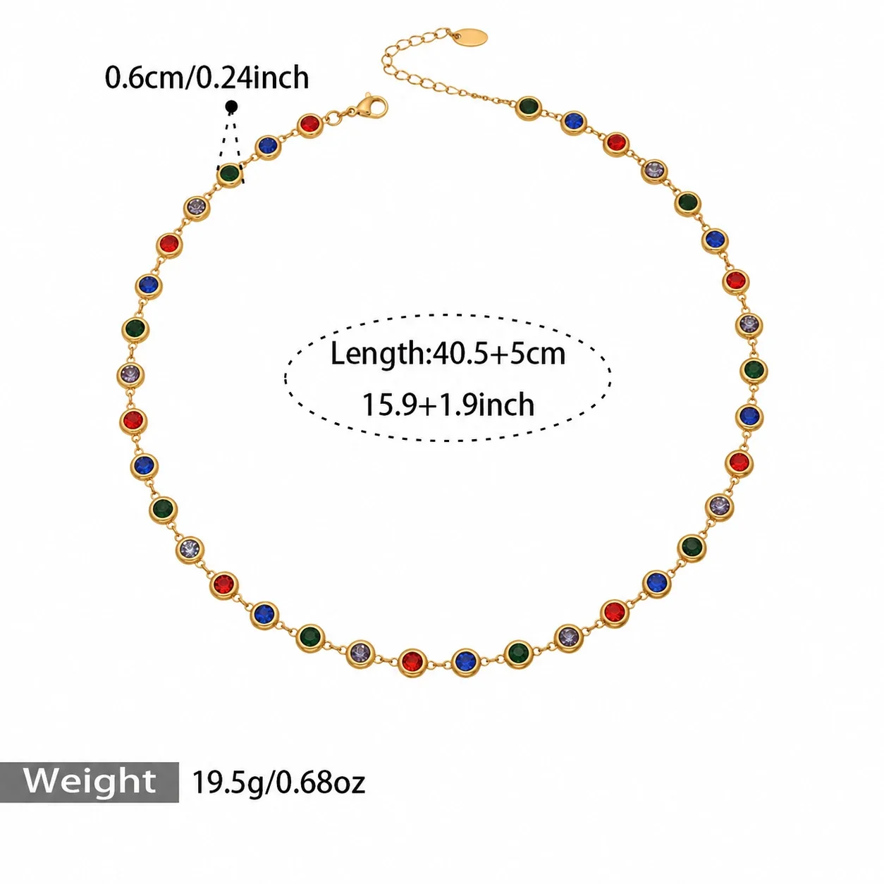 Bracelet with Round Bezel-Set Cubic Zirconia, Gold-Plated Steel - Gold Clear Cubic Zirconia
