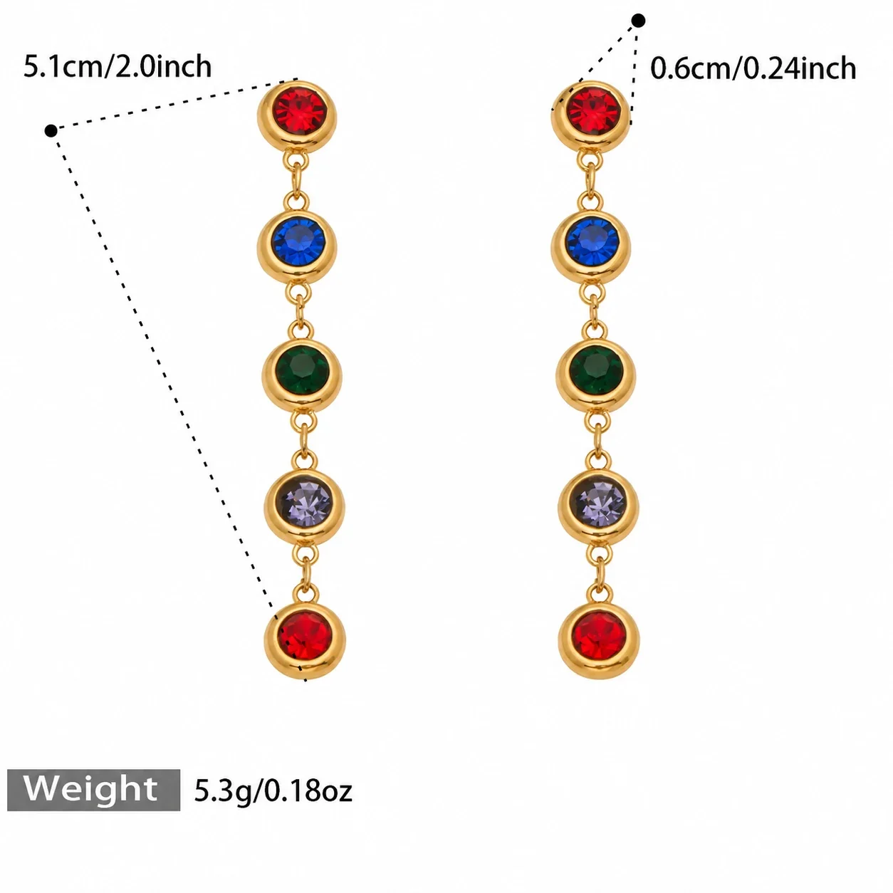 Bracelet with Round Bezel-Set Cubic Zirconia, Gold-Plated Steel - Gold Cubic Zirconia Drop