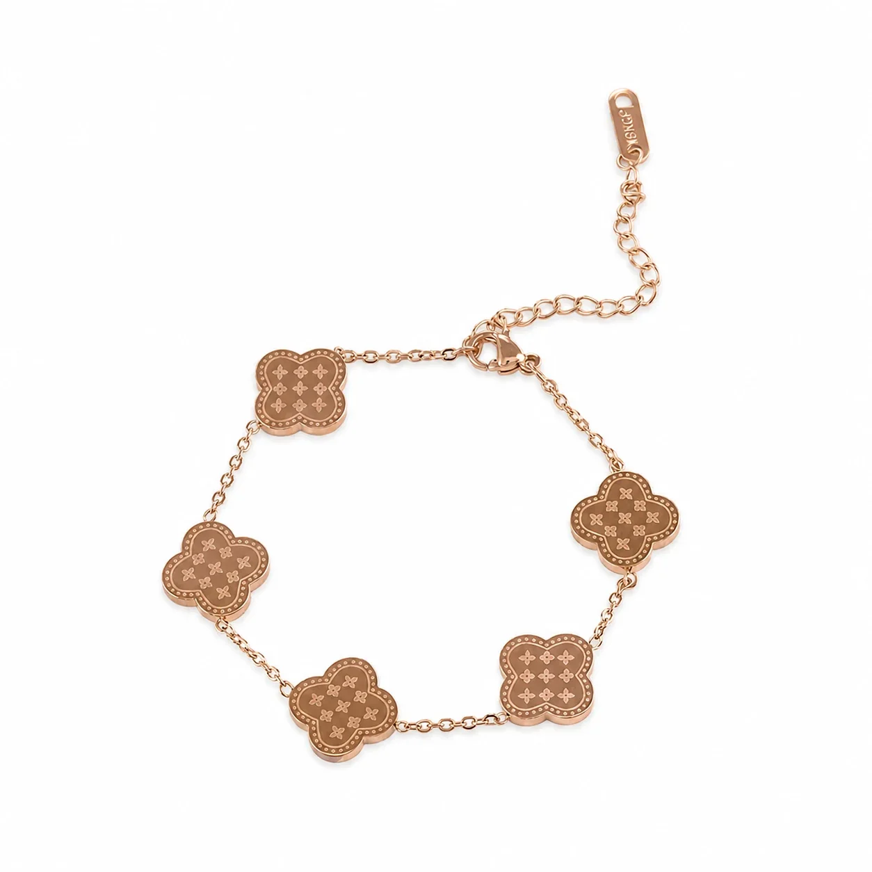 Printed Clover Stainless Steel Chain Bracelet