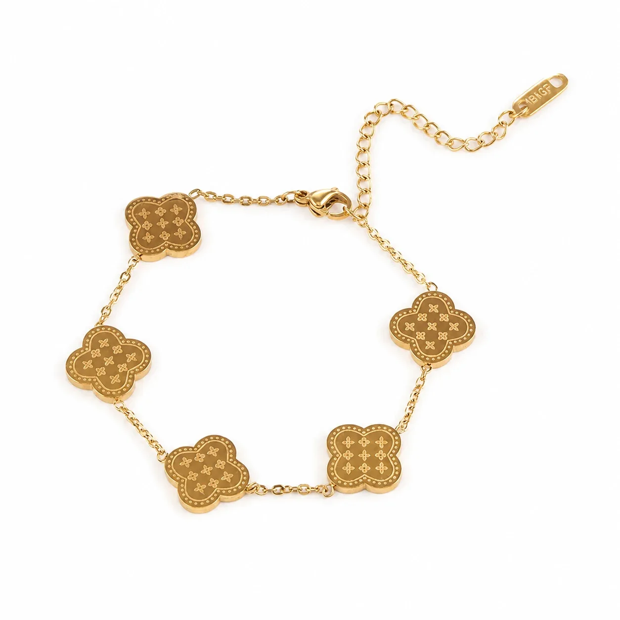Printed Clover Stainless Steel Chain Bracelet