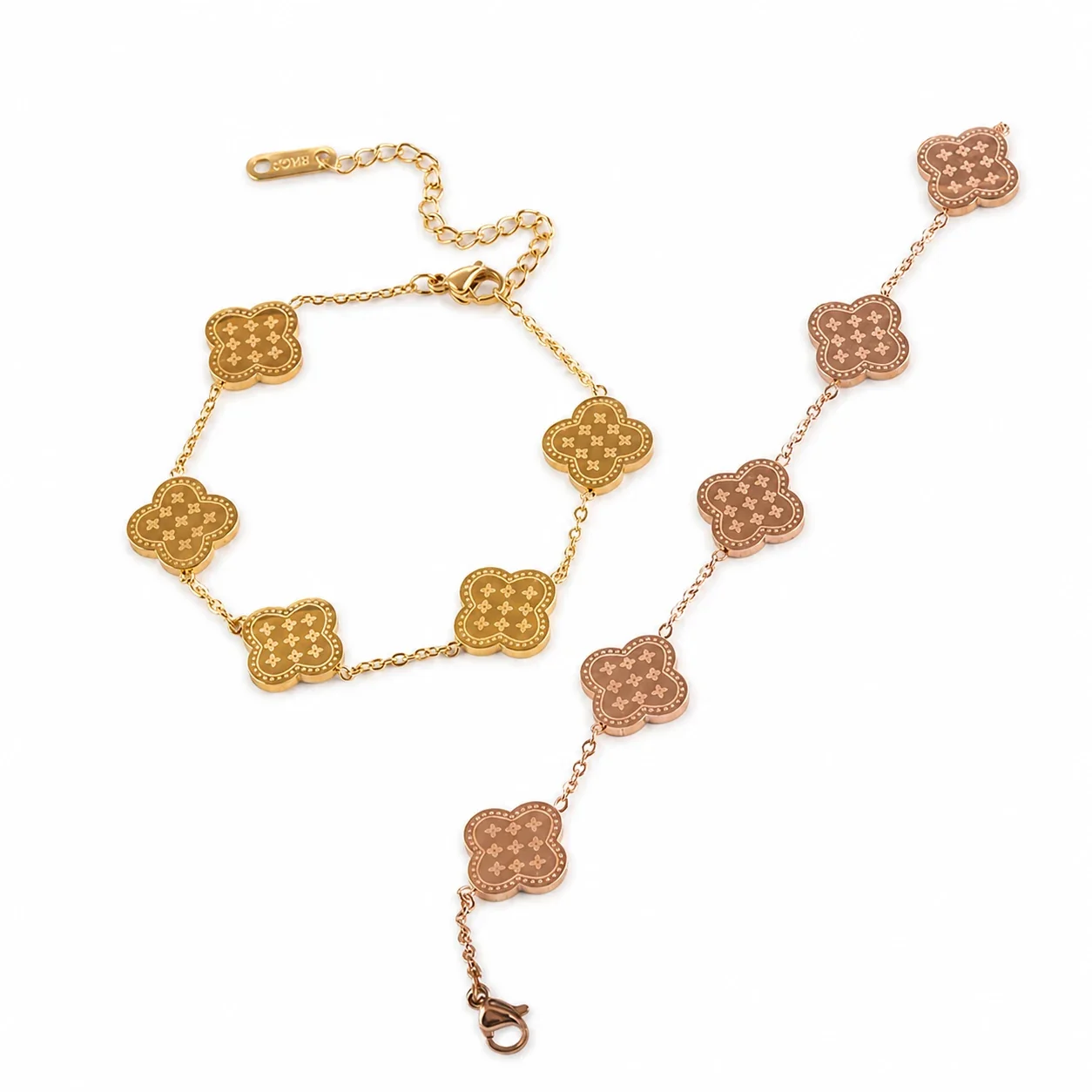 Printed Clover Stainless Steel Chain Bracelet