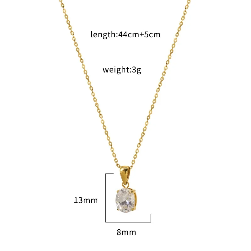 Refined 18K Gold-Plated Oval CZ Cable Chain Necklace - Gold