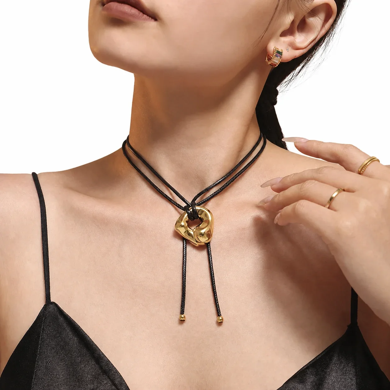 Sculptural 316 Stainless Steel Nugget Pendant Necklace