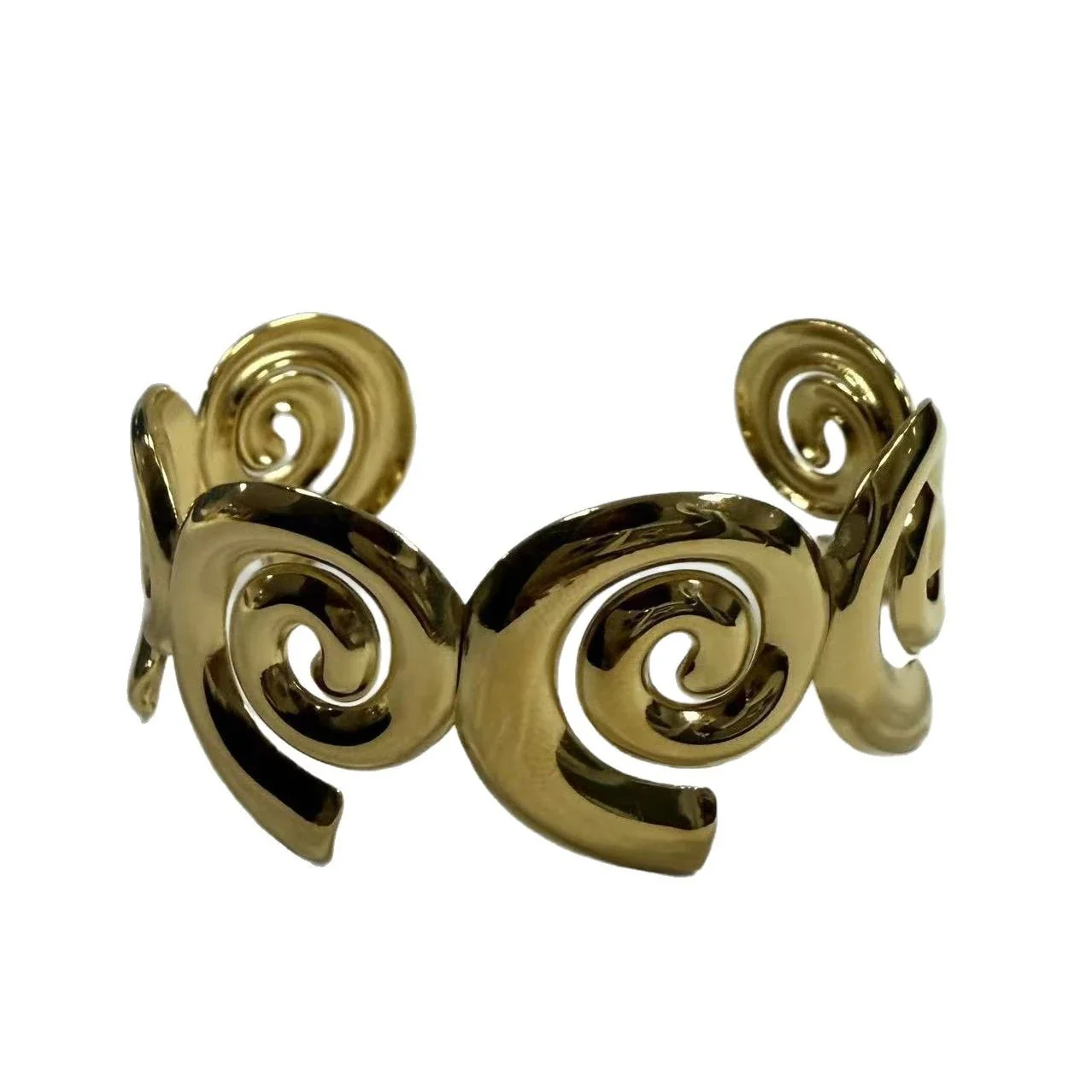 Sculptural 316 Stainless Steel Open Cuff Bracelet