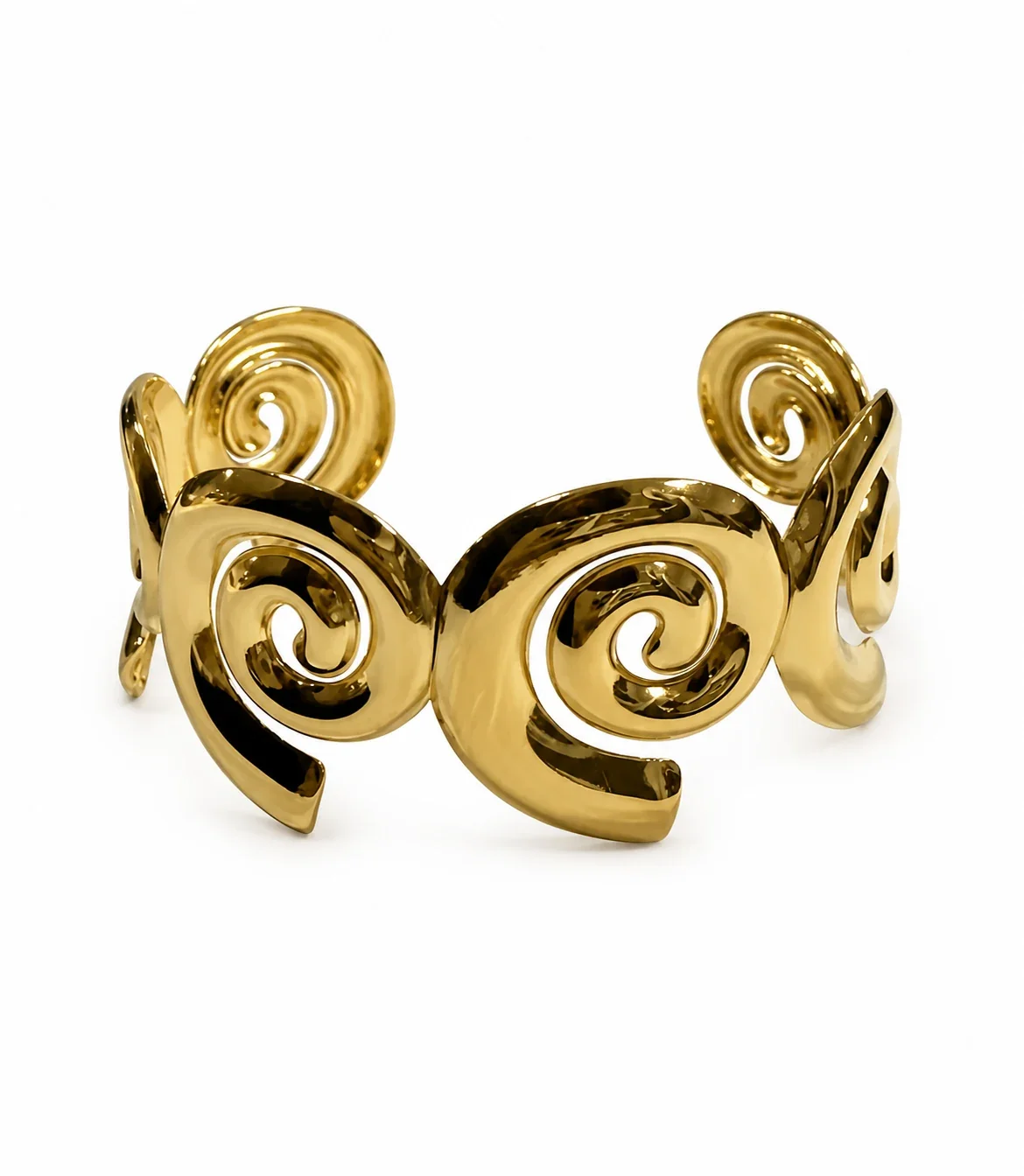 Sculptural 316 Stainless Steel Open Cuff Bracelet - Gold Teardrop