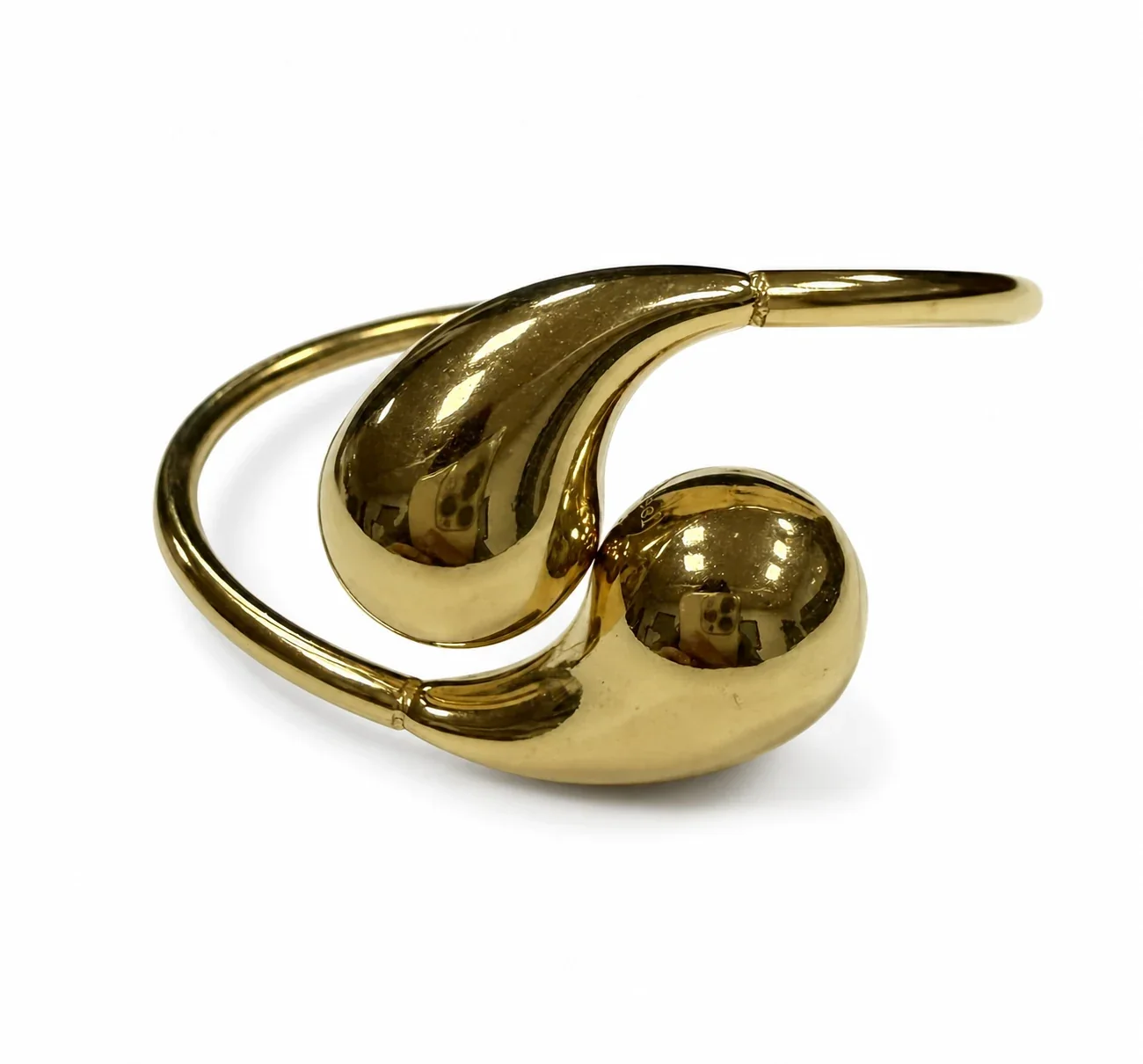 Sculptural 316 Stainless Steel Open Cuff Bracelet - Gold Spiral