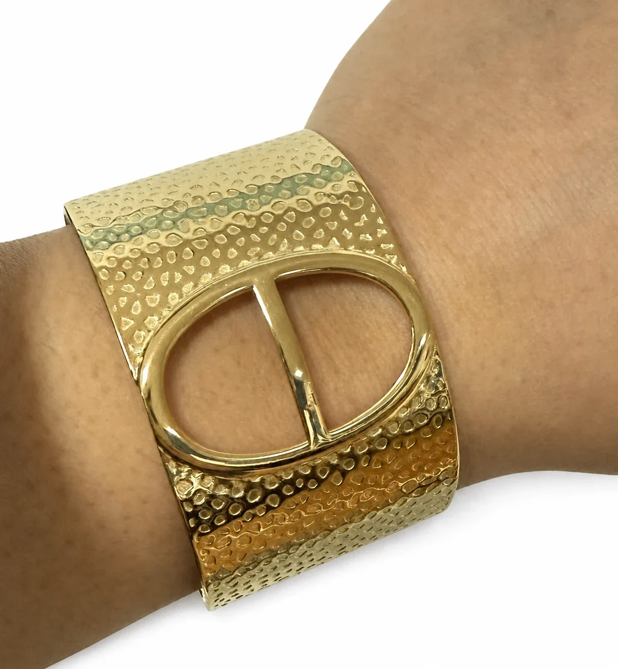 Sculptural 316 Stainless Steel Open Cuff Bracelet - Gold Open Line