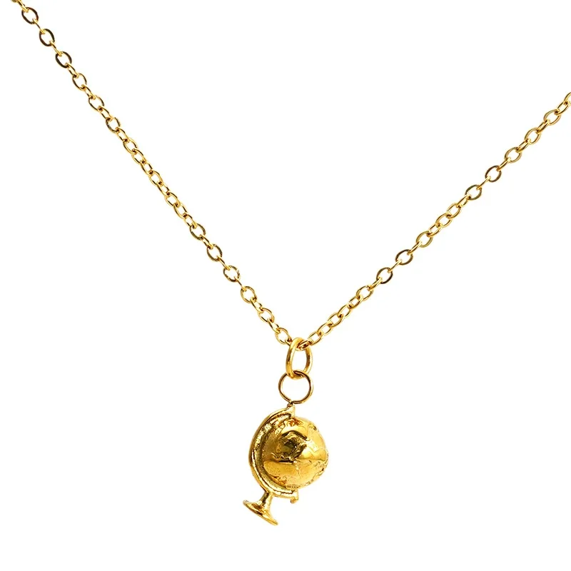 Whimsical 18K Gold-Plated Globe Palm Motif Necklace