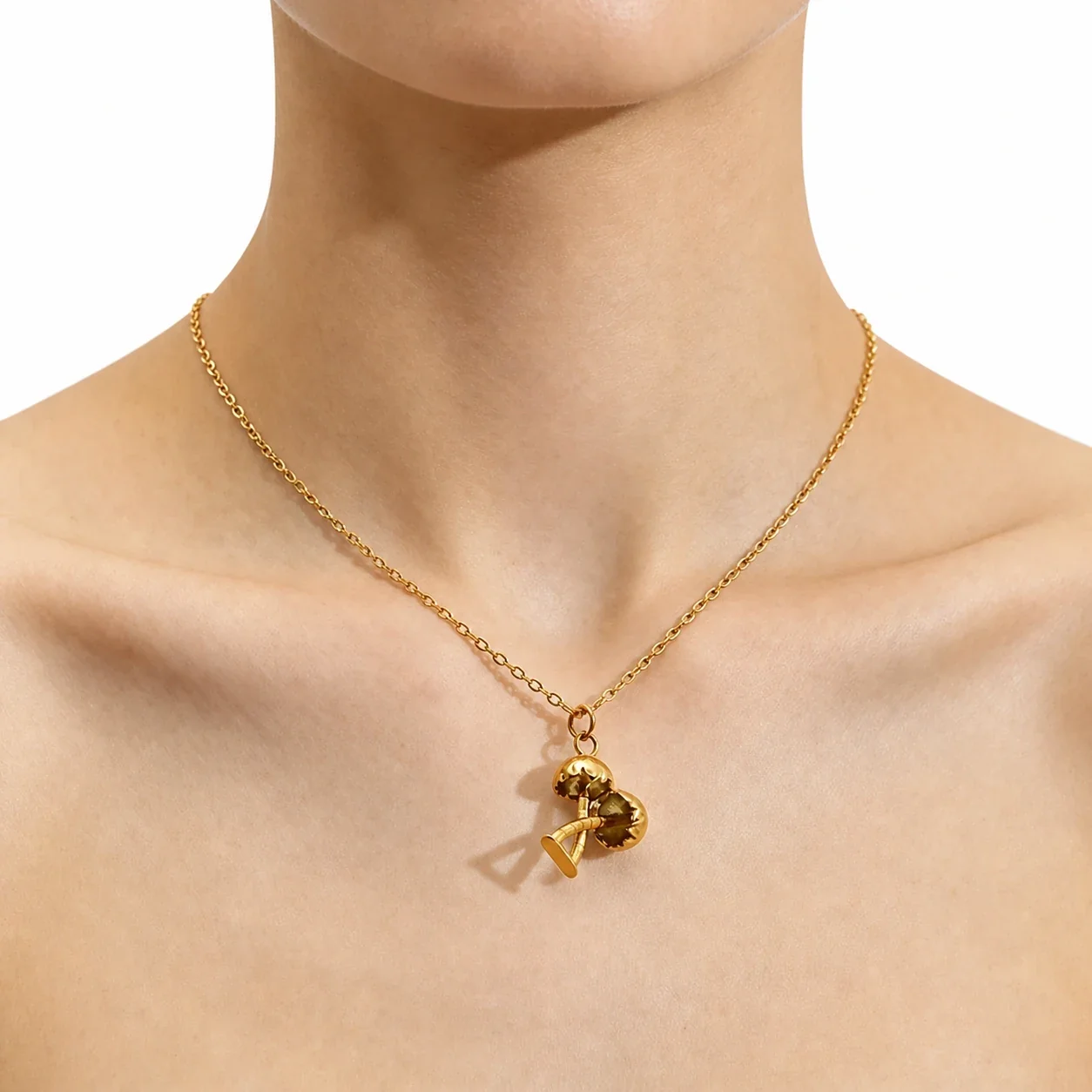 Whimsical 18K Gold-Plated Globe Palm Motif Necklace