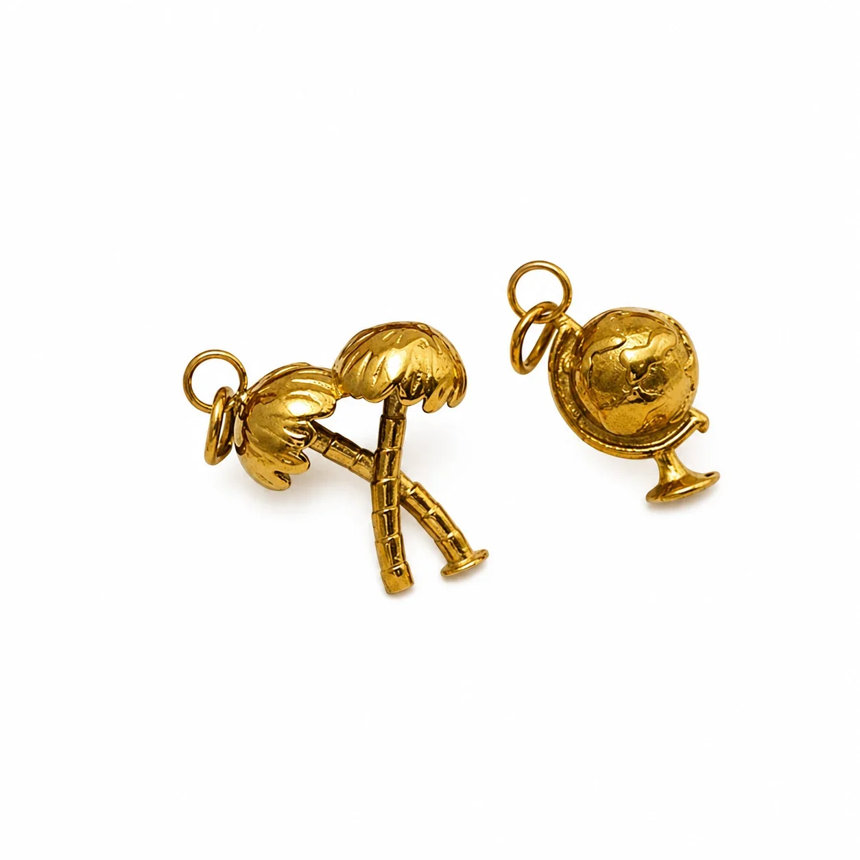 Whimsical 18K Gold-Plated Globe Palm Motif Necklace