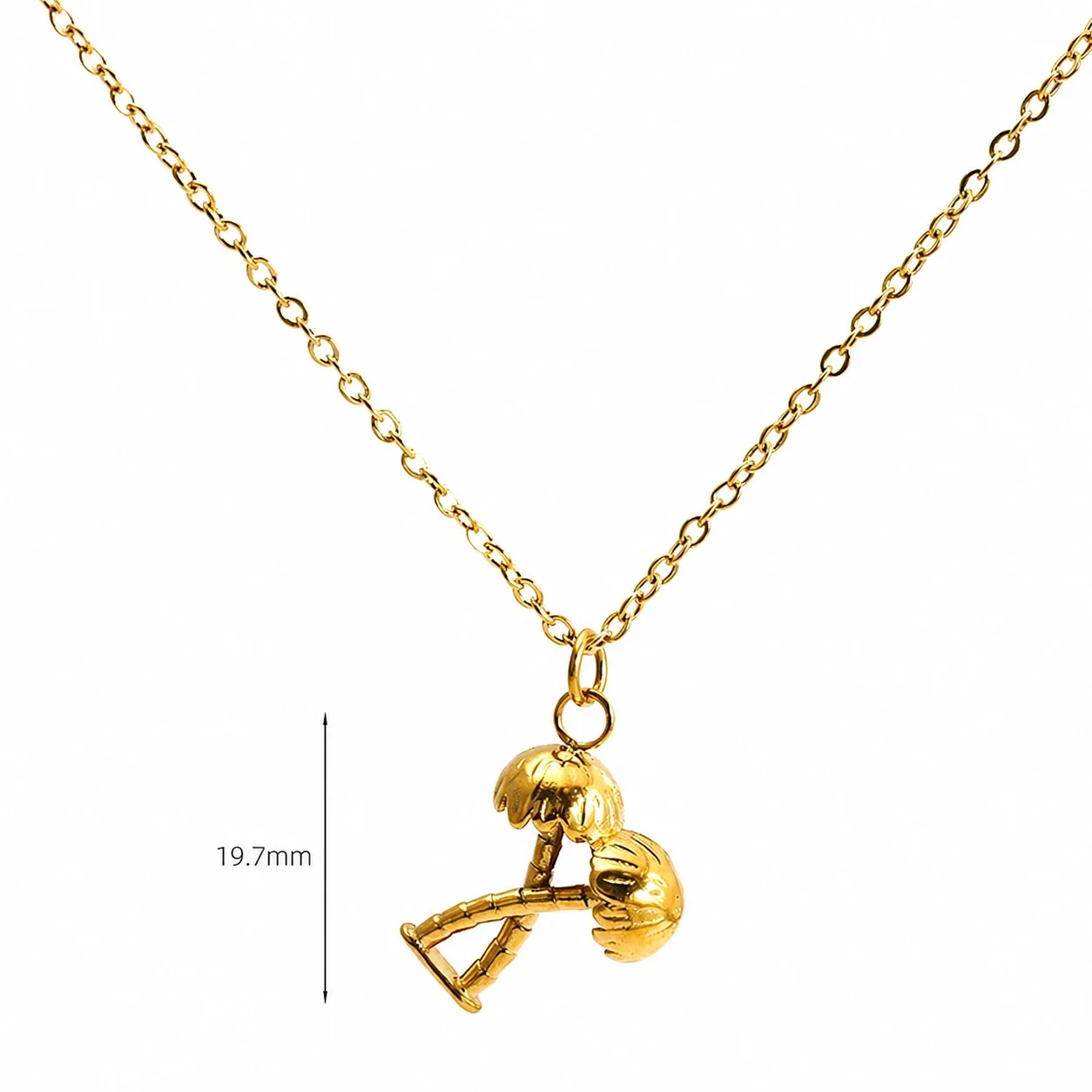 Whimsical 18K Gold-Plated Globe Palm Motif Necklace - Gold Mushroom with