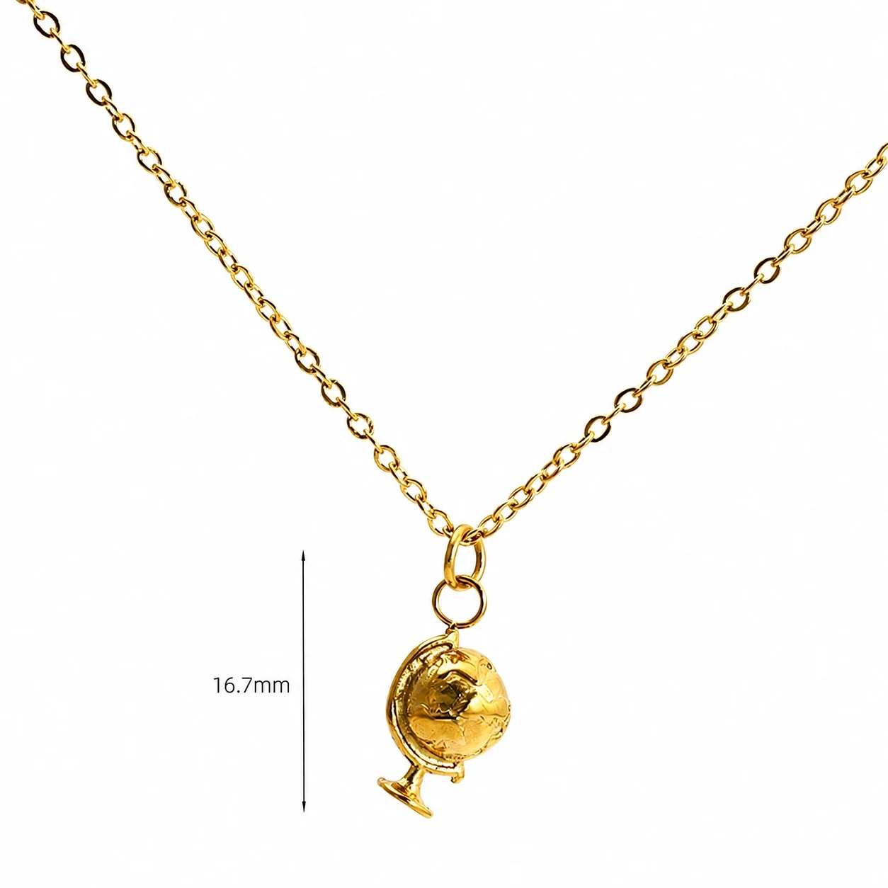 Whimsical 18K Gold-Plated Globe Palm Motif Necklace - Gold Globe with
