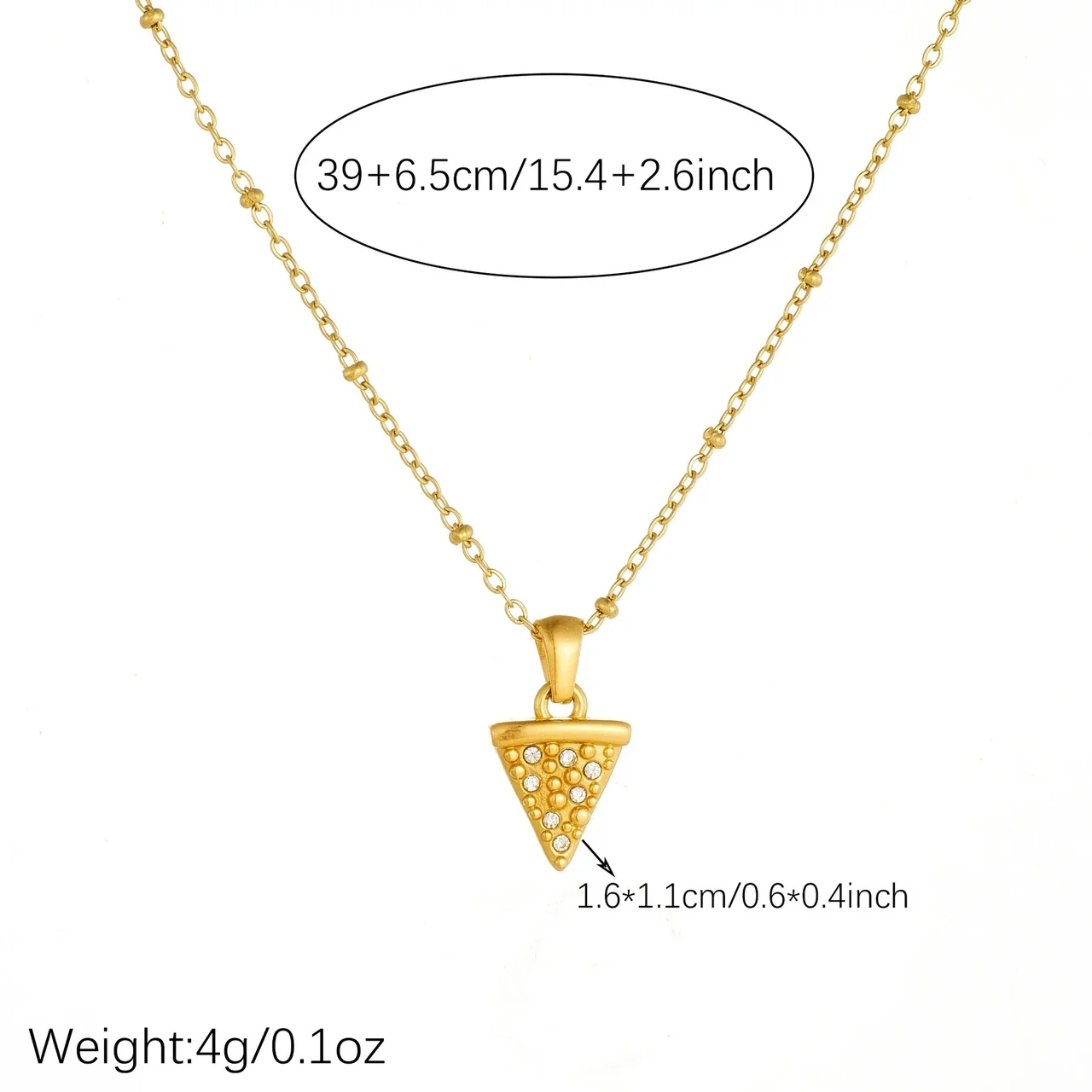 Pizza Slice Pendant Necklace with Pave Crystals, Gold-Plated Steel
