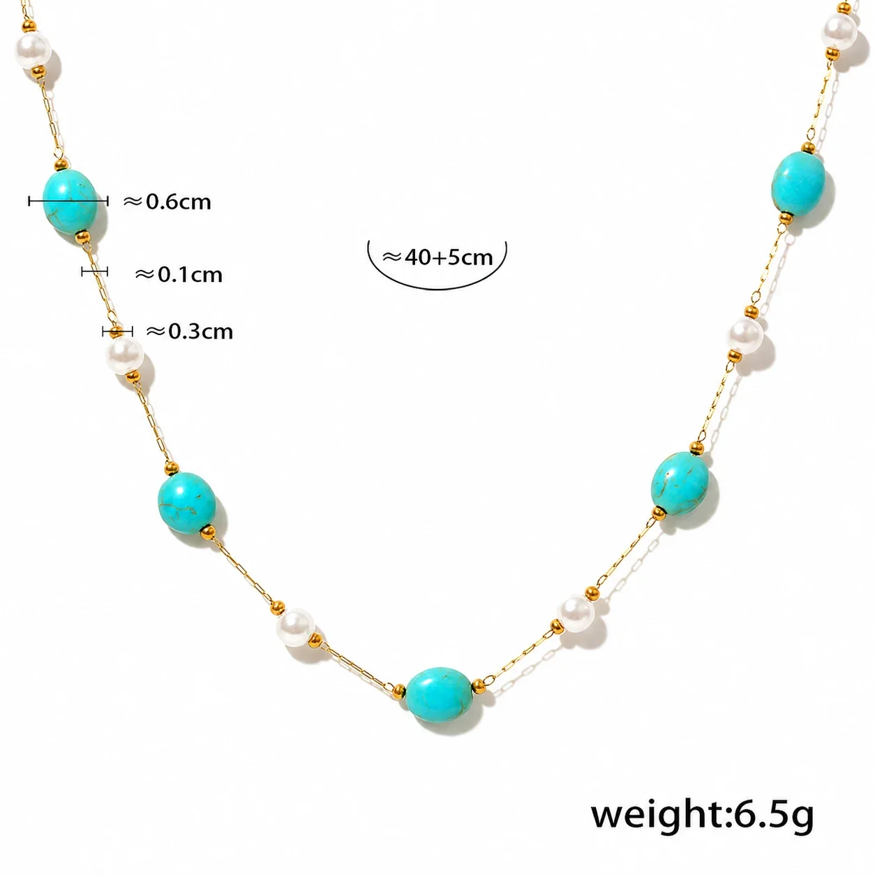 Bohemian Gold-Plated Turquoise Oval Bead Jewelry Set - Gold