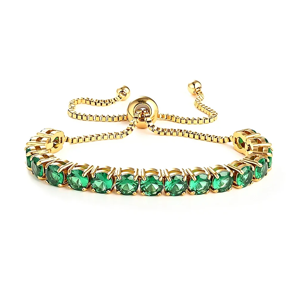 Radiant 316 Stainless Steel Round CZ Tennis Bracelet - Gold Green CZ
