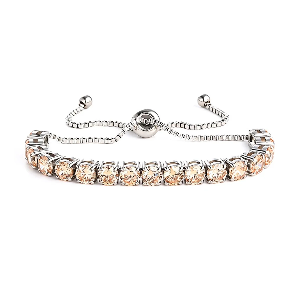 Radiant 316 Stainless Steel Round CZ Tennis Bracelet - Silver Champagne CZ