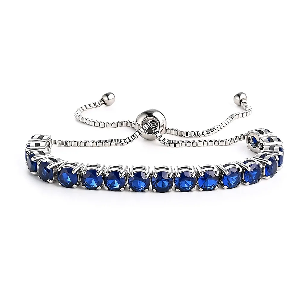 Radiant 316 Stainless Steel Round CZ Tennis Bracelet - Silver Blue CZ