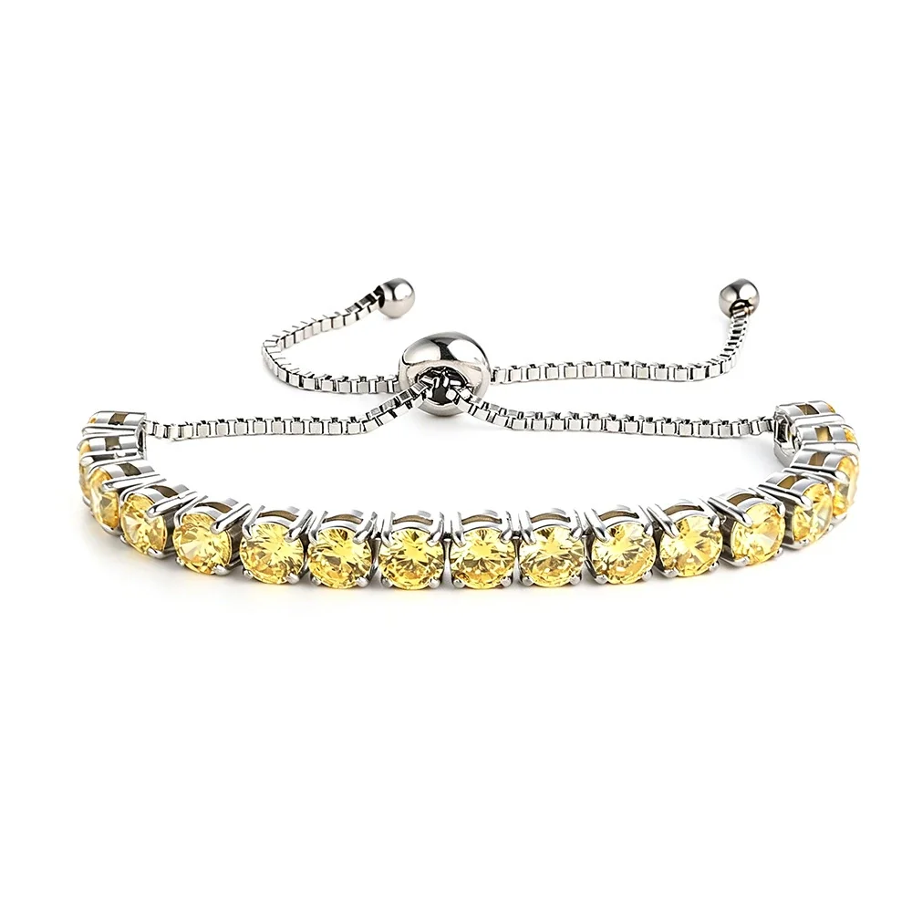 Radiant 316 Stainless Steel Round CZ Tennis Bracelet - Silver Yellow CZ