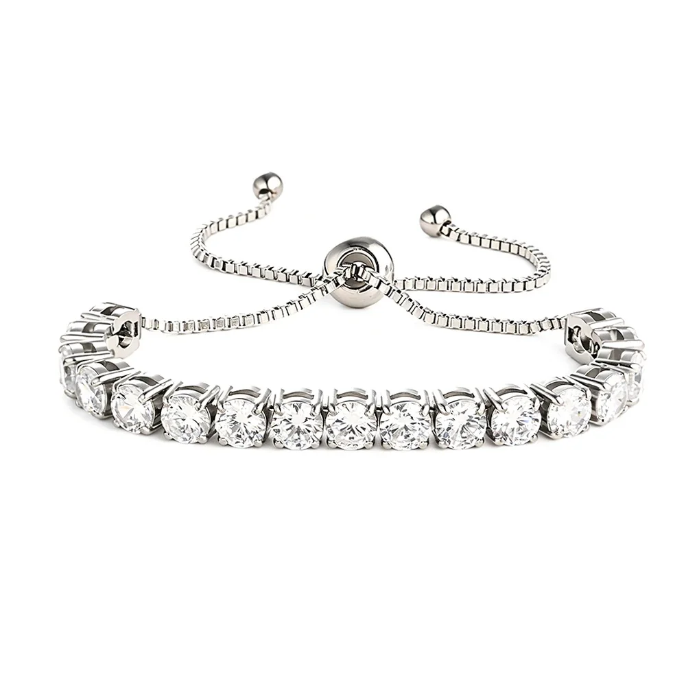 Radiant 316 Stainless Steel Round CZ Tennis Bracelet - Silver White CZ