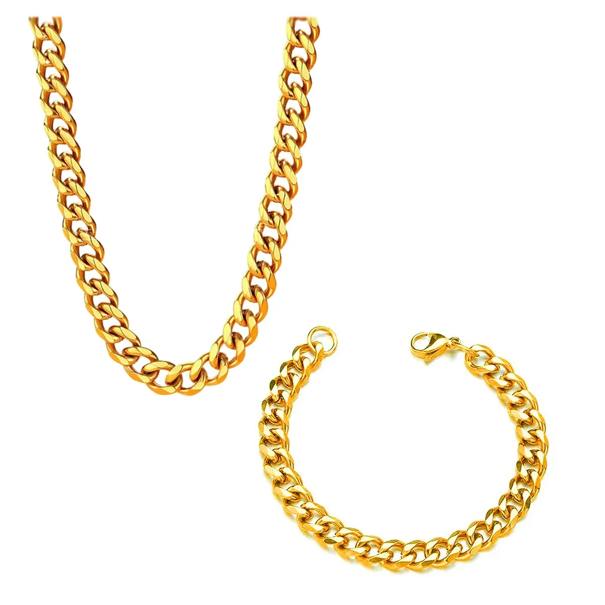 Bold Stainless Steel 10mm Cuban Link Chain Necklace - Gold and