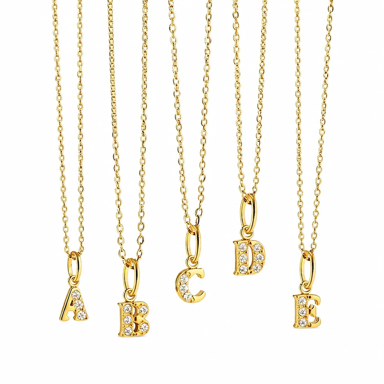 Dainty 316 Stainless Steel Pavé Initial Necklace
