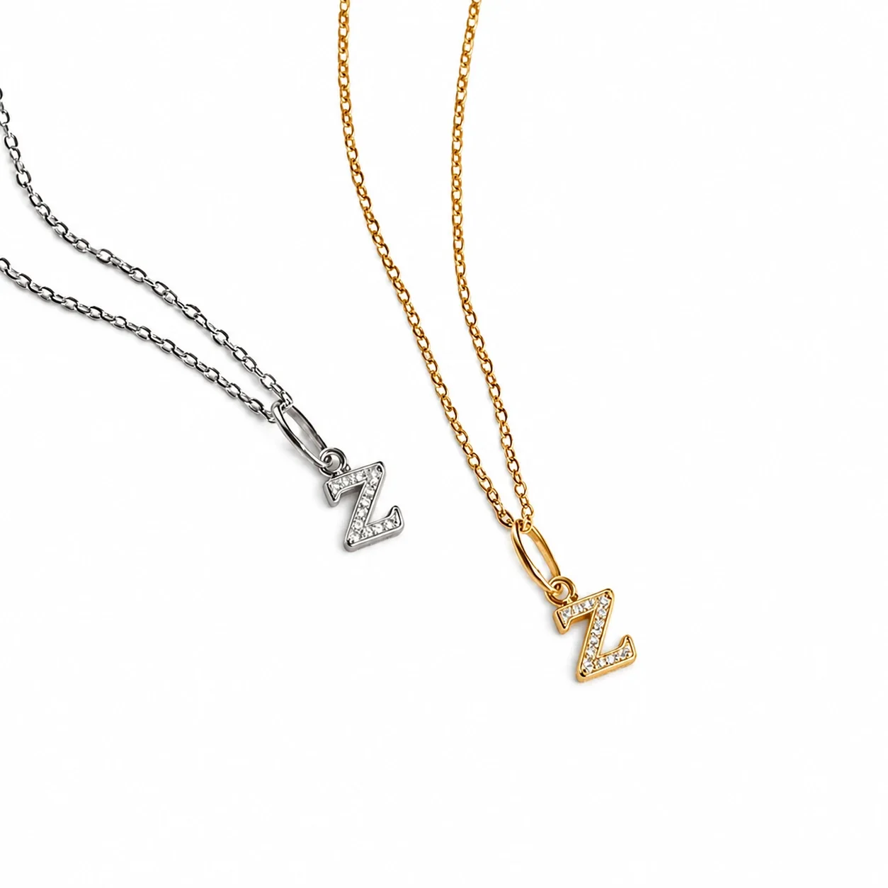 Dainty 316 Stainless Steel Pavé Initial Necklace