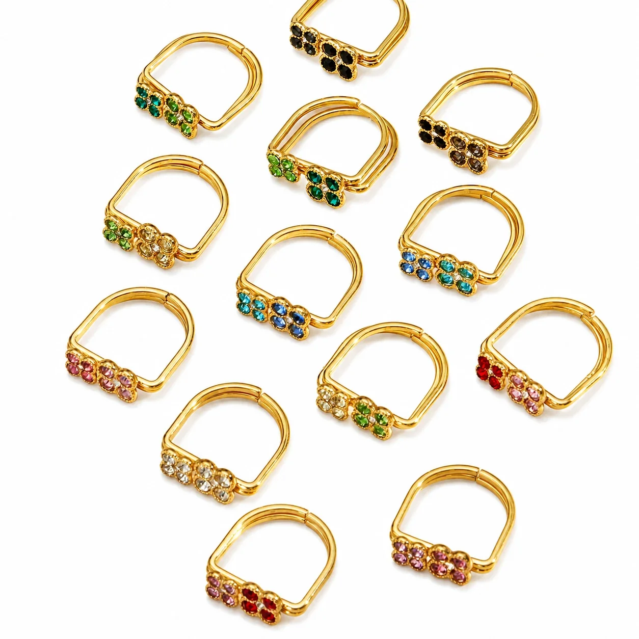 Playful 18K Gold PVD 316 Stainless Steel U-Shape Floral CZ Ring