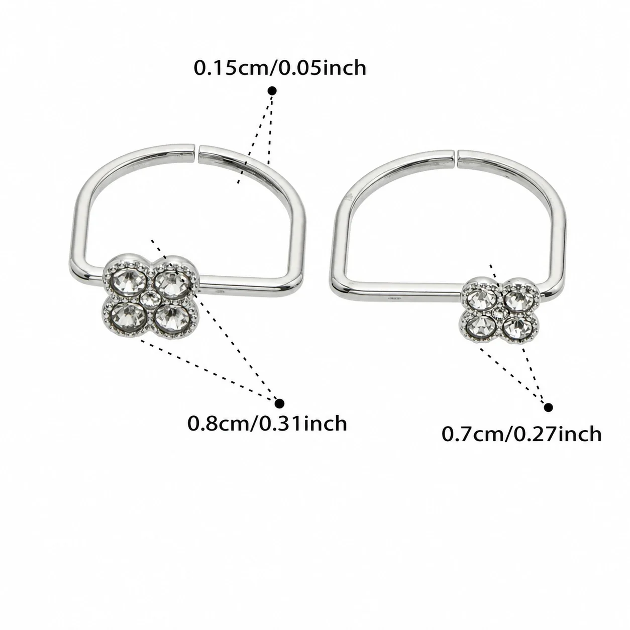 Playful 18K Gold PVD 316 Stainless Steel U-Shape Floral CZ Ring - Silver Fuchsia CZ + Pink CZ