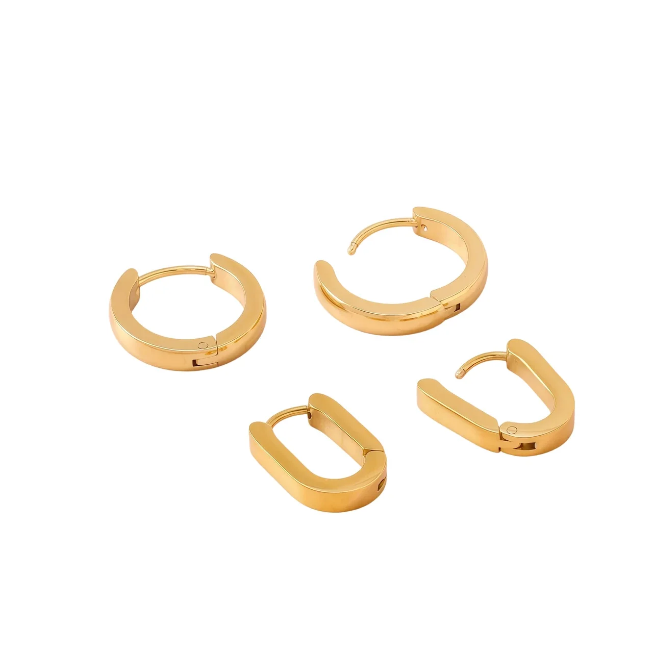 Ohrhänger Edelstahl 2 Paar quadratisch rund 316 Edelstahl Gold PVD