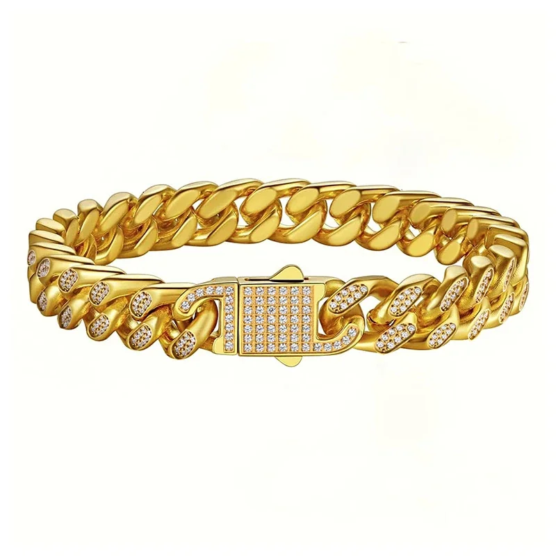 Wide Iced Pavé Cuban Link Chain Bracelet