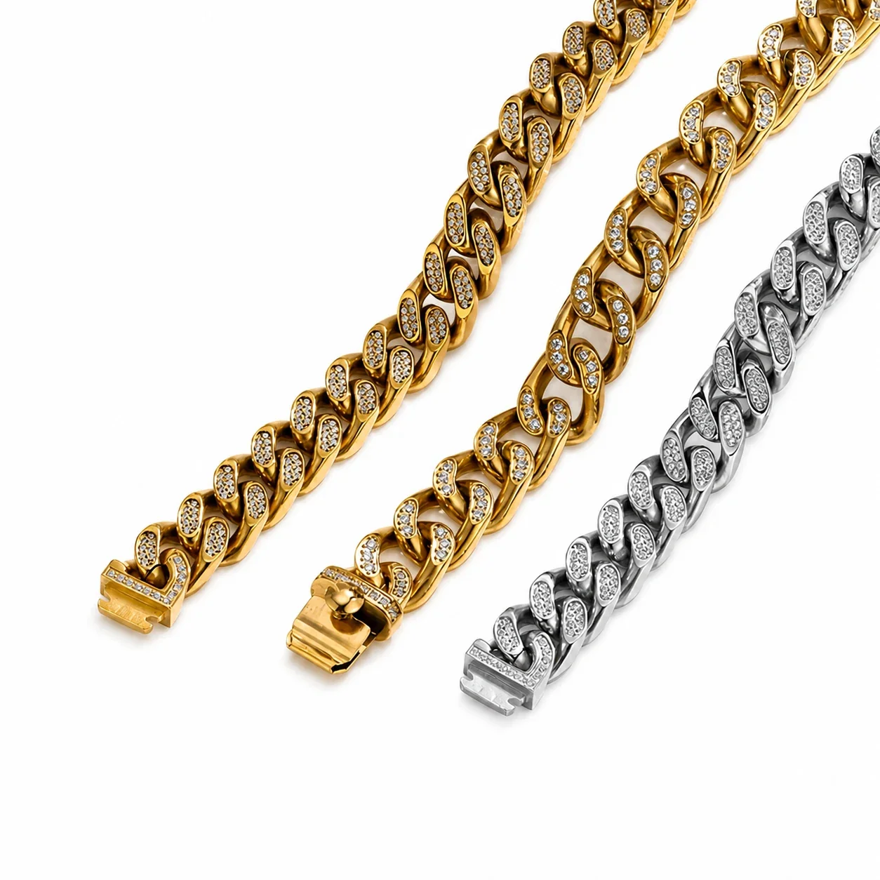 Bold 316 Stainless Steel Pavé Cuban Chain Bracelet