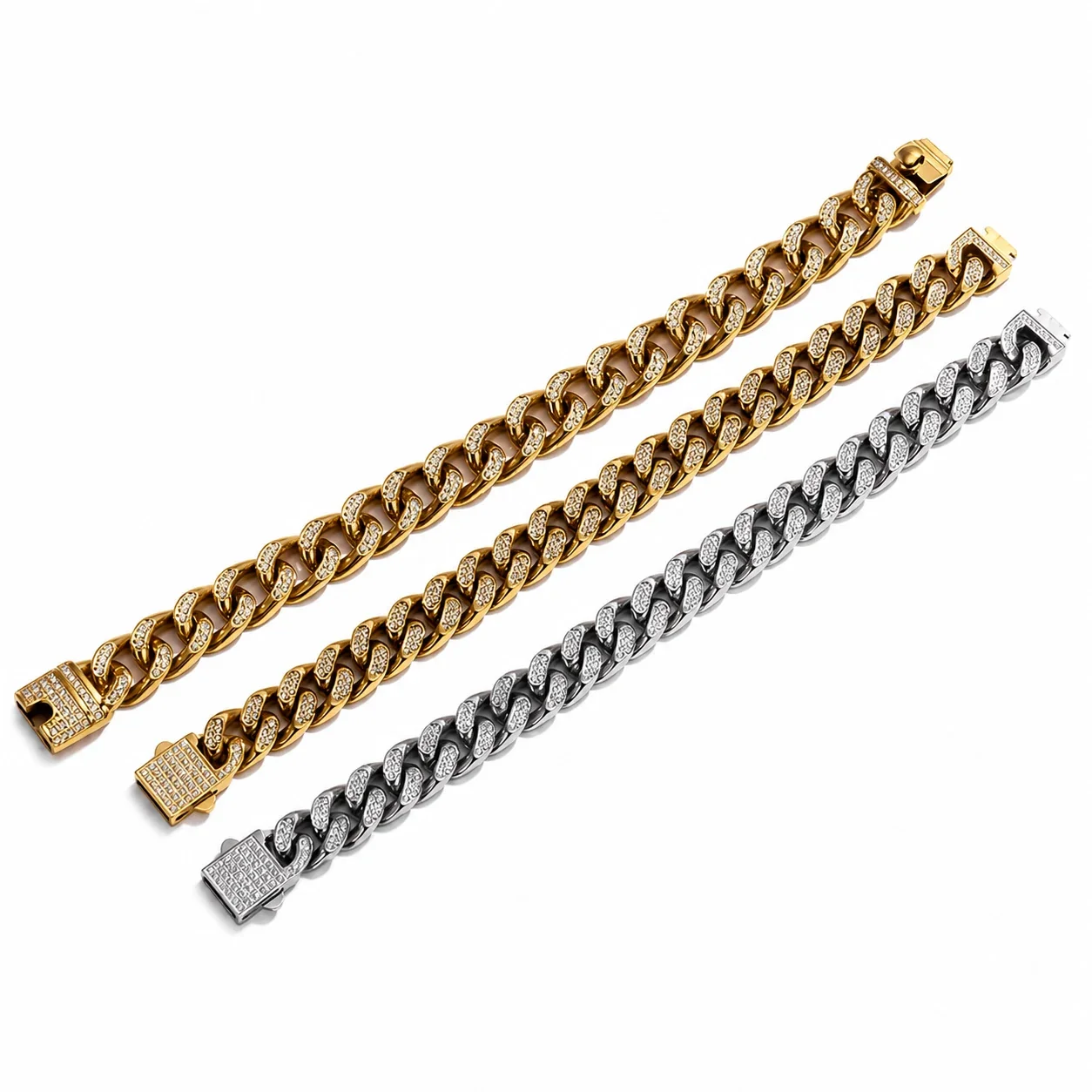 Bold 316 Stainless Steel Pavé Cuban Chain Bracelet