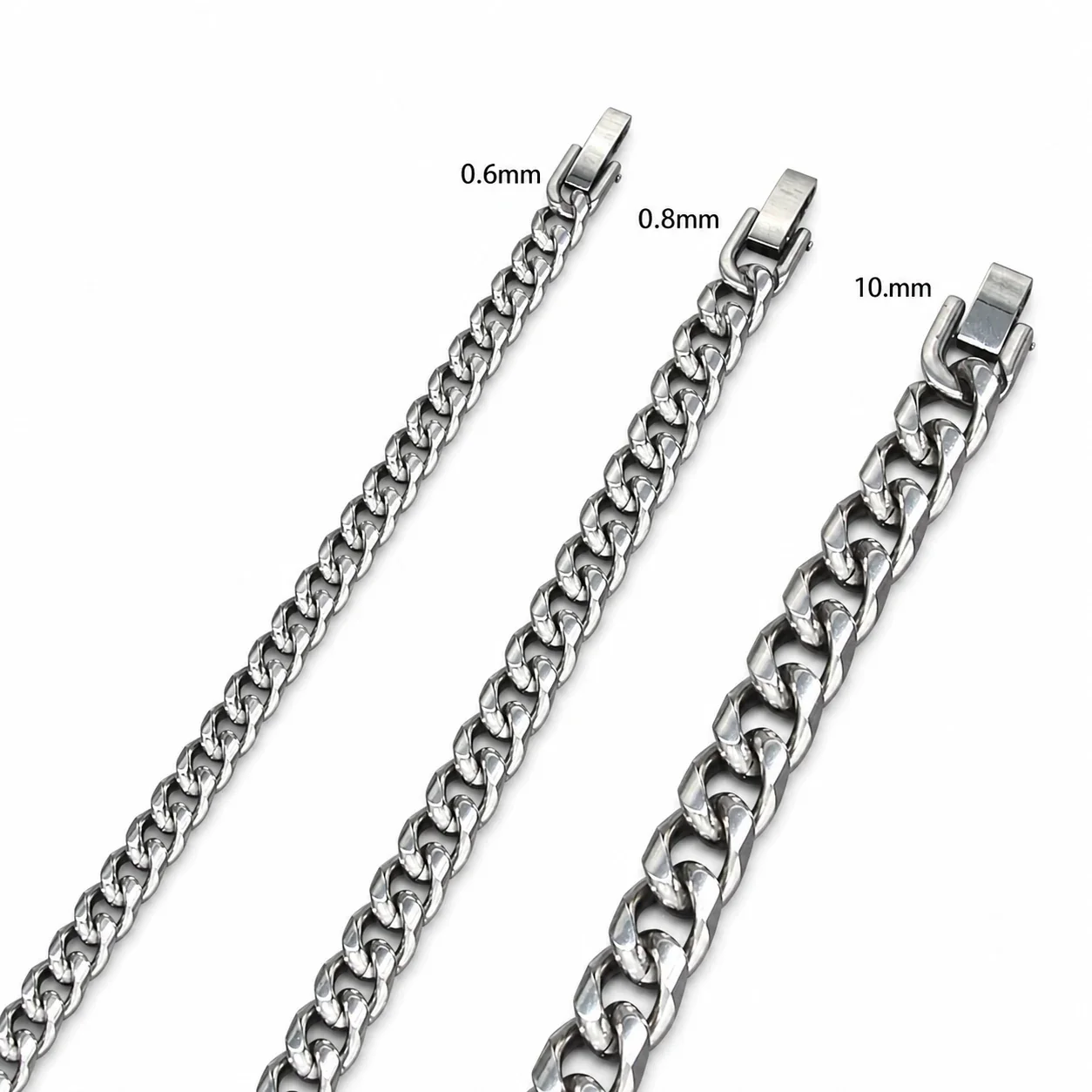 Bold Silver-Tone Stainless Steel Cuban Link Box-Clasp Necklace