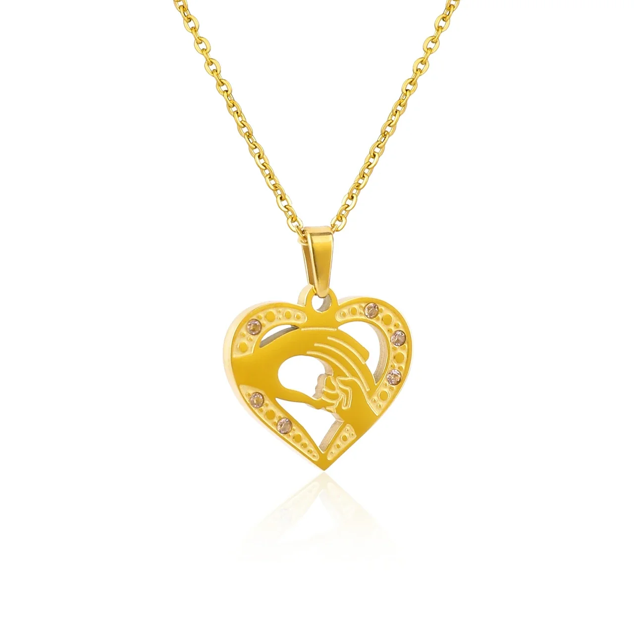 Vintage 18K Gold-Plated Heart Cutout Cable Pendant Necklace
