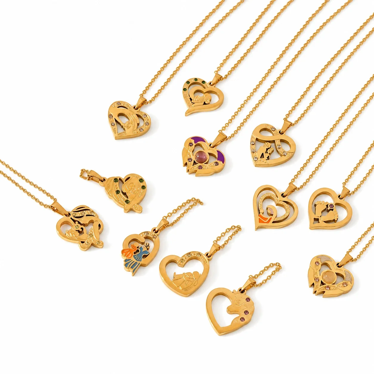 Vintage 18K Gold-Plated Heart Cutout Cable Pendant Necklace